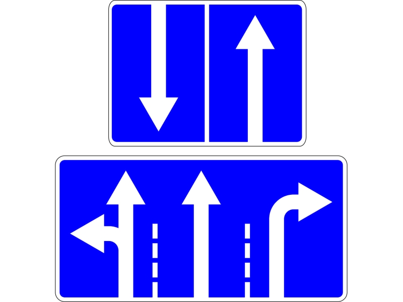 Дорожный знак 5.15.1; 5.15.7 «Направление движения по полосам»